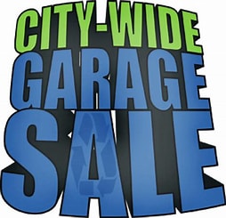 Blue & green City-wide garage sale sign