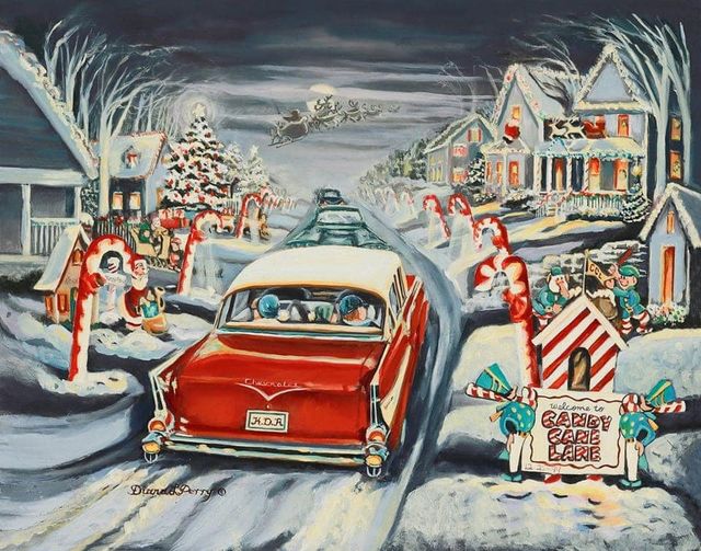 car going down candy cane lane